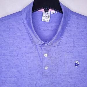 Puma Arnold Palmer Polo Shirt Mens 2XL Lilac AOP Iced Drink Leaf
